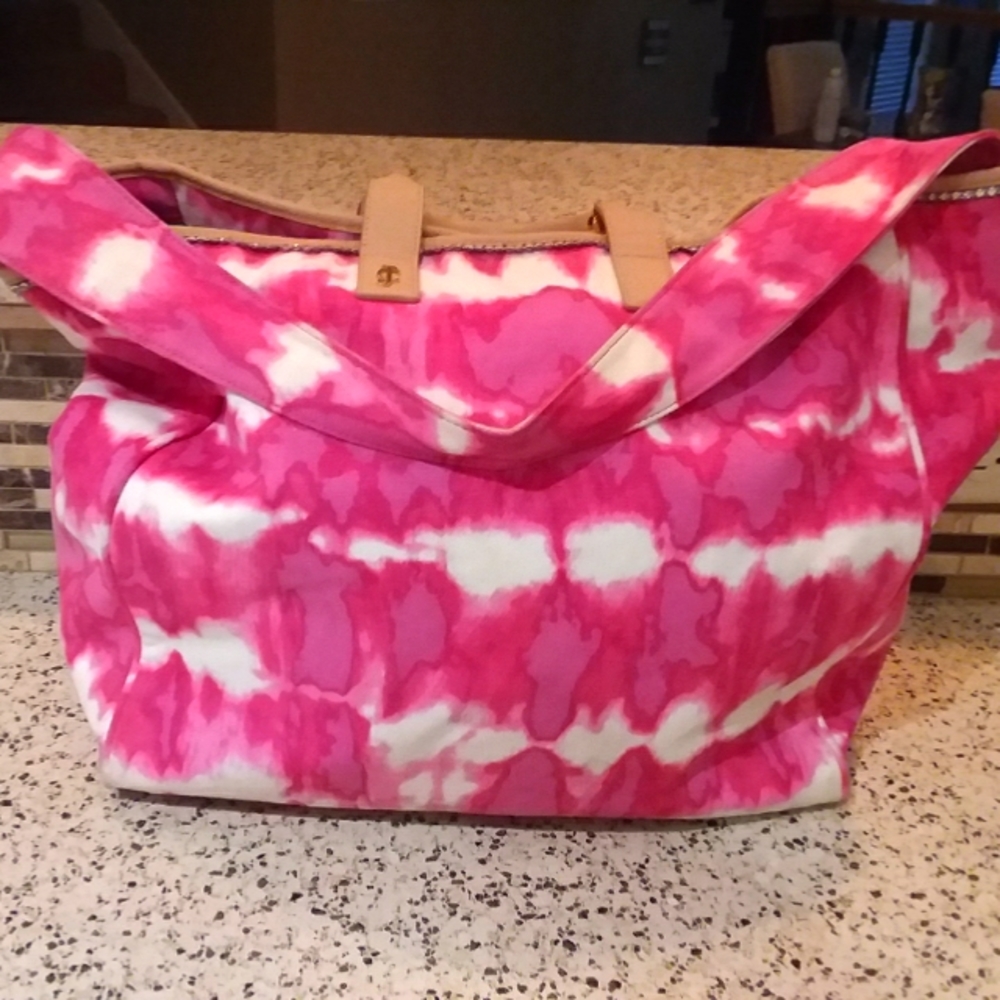 Juicy Couture Pink White Tie-Dye Travel Tote
